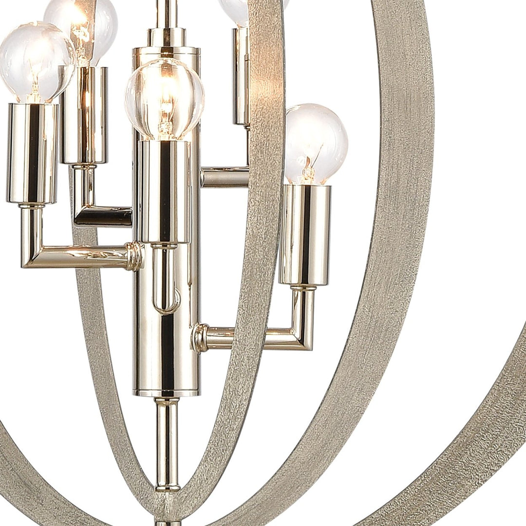 Retro Rings 19 Wide 5-Light Chandelier - Sandy Beechwood Image 3