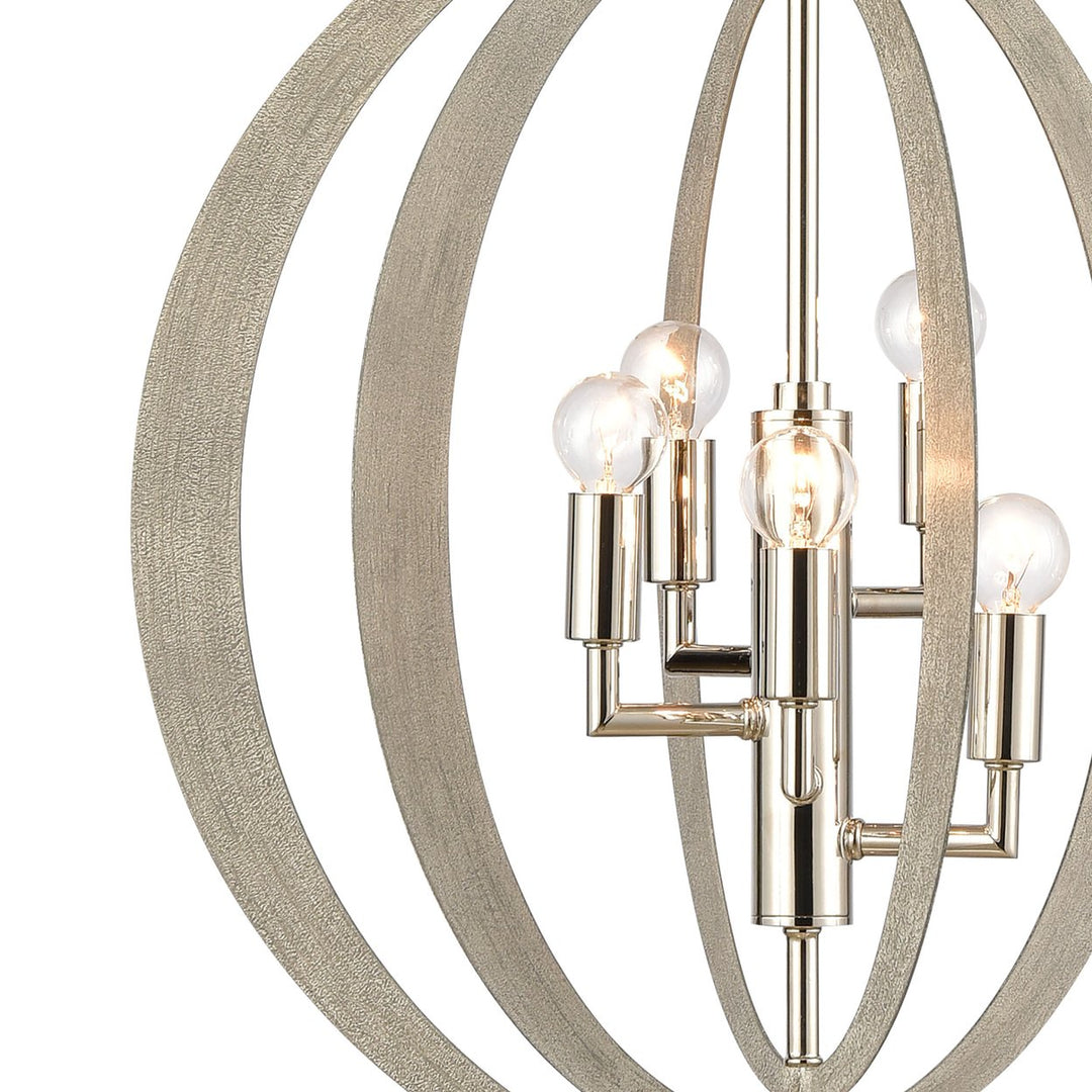 Retro Rings 19 Wide 5-Light Chandelier - Sandy Beechwood Image 4