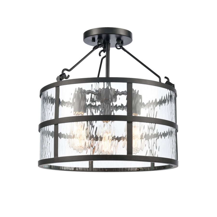 Solace 16 Wide 3-Light Semi Flush Mount - Matte Black Image 1