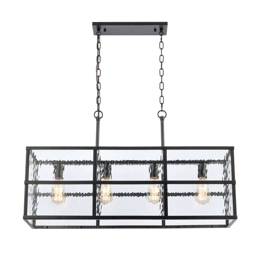 Solace 34 Wide 4-Light Linear Chandelier - Matte Black Image 1