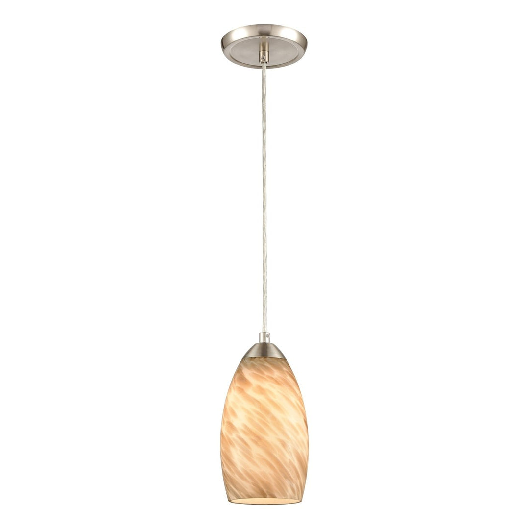 Evening Sky 5 Wide 1-Light Mini Pendant - Satin Nickel With Tan Cloud Glass Image 1