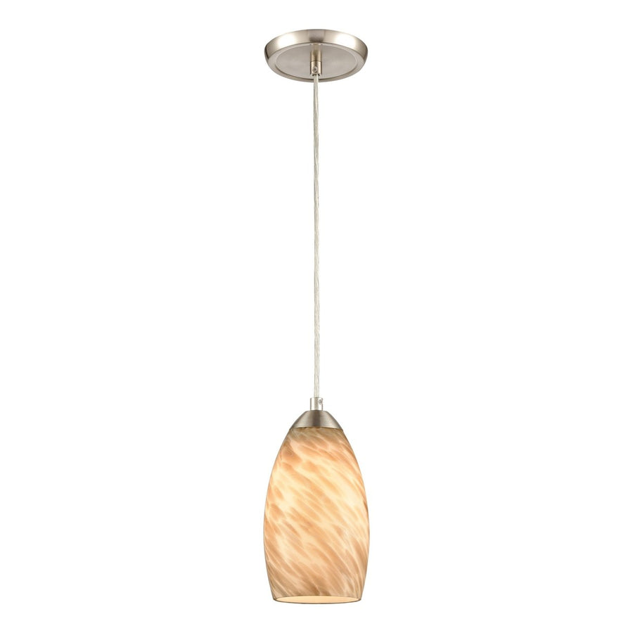 Evening Sky 5 Wide 1-Light Mini Pendant - Satin Nickel With Tan Cloud Glass Image 1