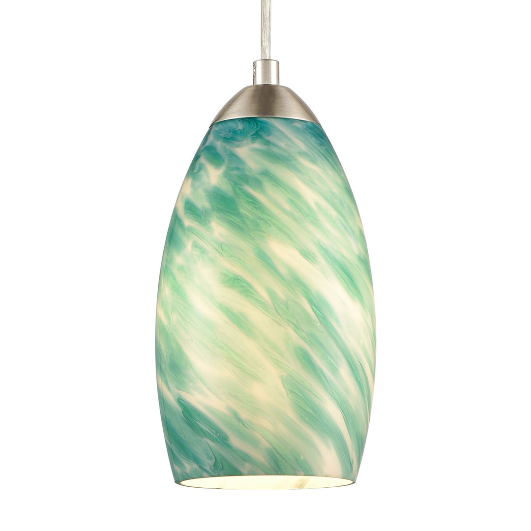 Evening Sky 5 Wide 1-Light Mini Pendant - Satin Nickel with Blue Cloud Glass Image 4