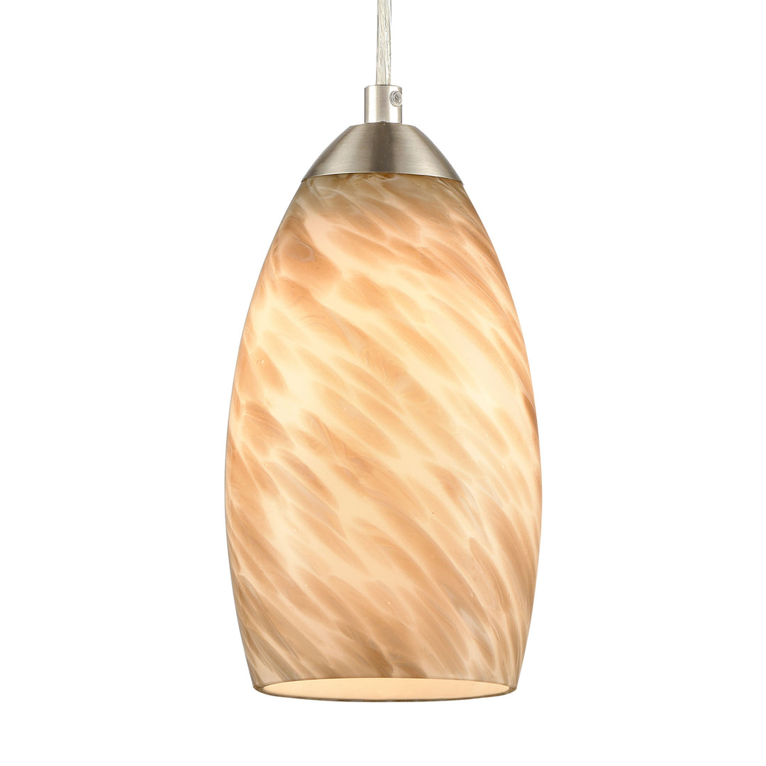 Evening Sky 5 Wide 1-Light Mini Pendant - Satin Nickel With Tan Cloud Glass Image 4