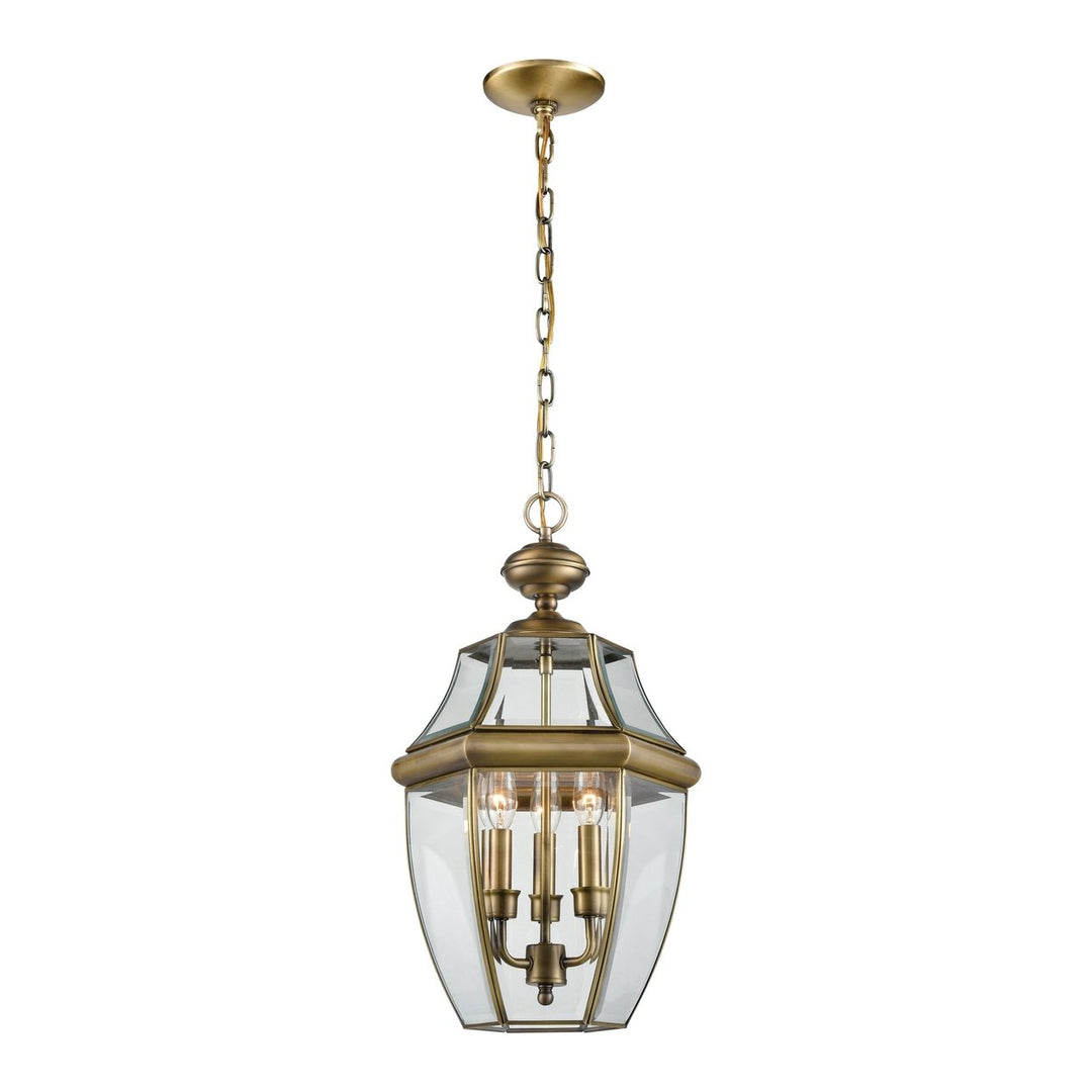 Ashford 12 Wide 3-Light Outdoor Pendant - Antique Brass Image 1