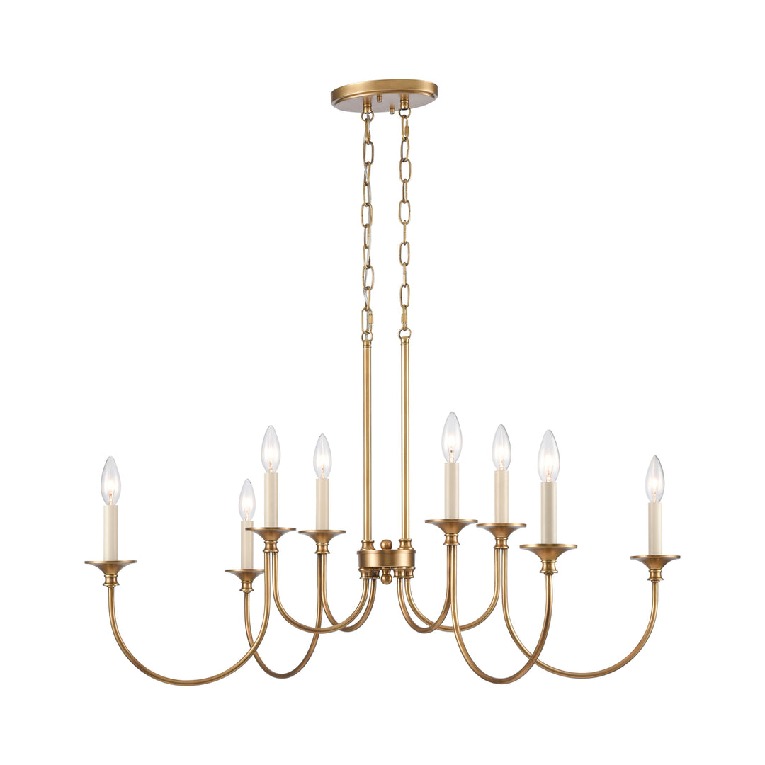 Cecil 34 Wide 8-Light Linear Chandelier - Natural Brass Image 1