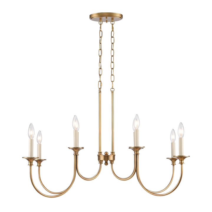 Cecil 34 Wide 8-Light Linear Chandelier - Natural Brass Image 3