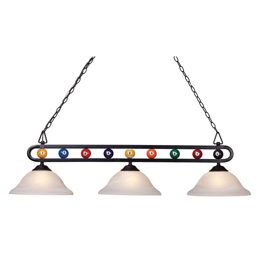 Billiard Motif 51 Wide 3-Light Linear Chandelier - Matte Black Image 1