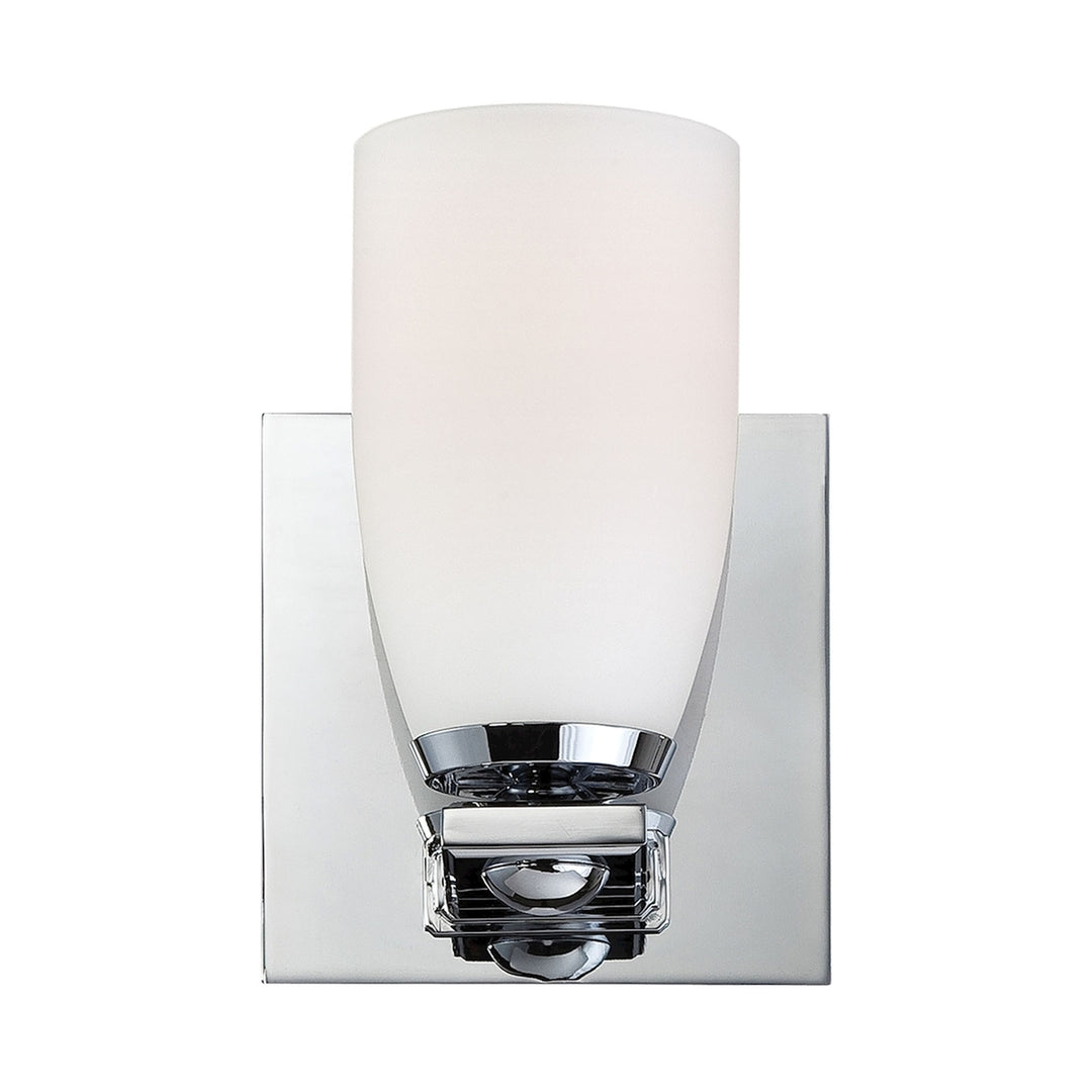 Sphere 1-Light Vanity Sconce in Chrome with White Opal Glass Image 1