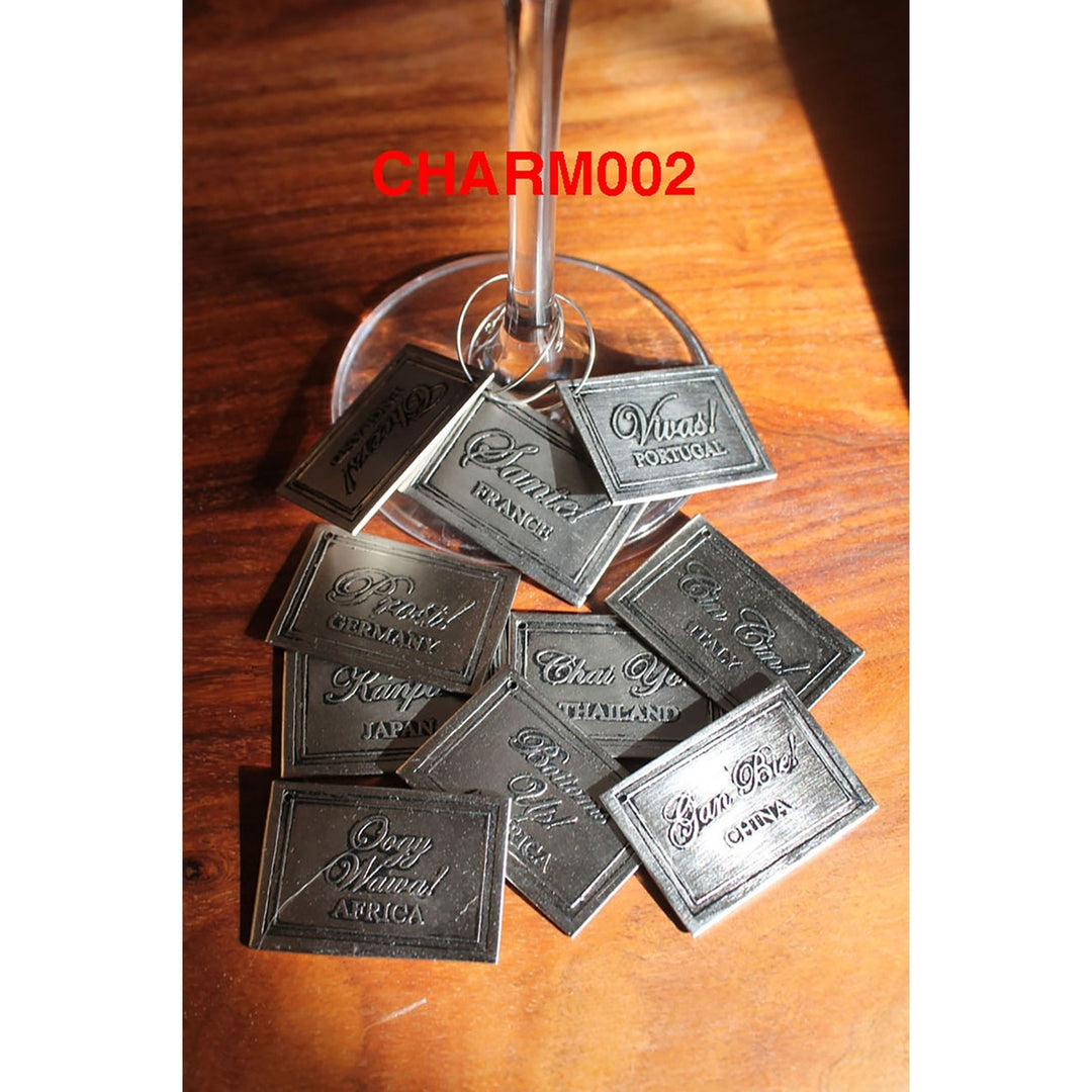 Rectangle Cheers Wine Charms Image 1