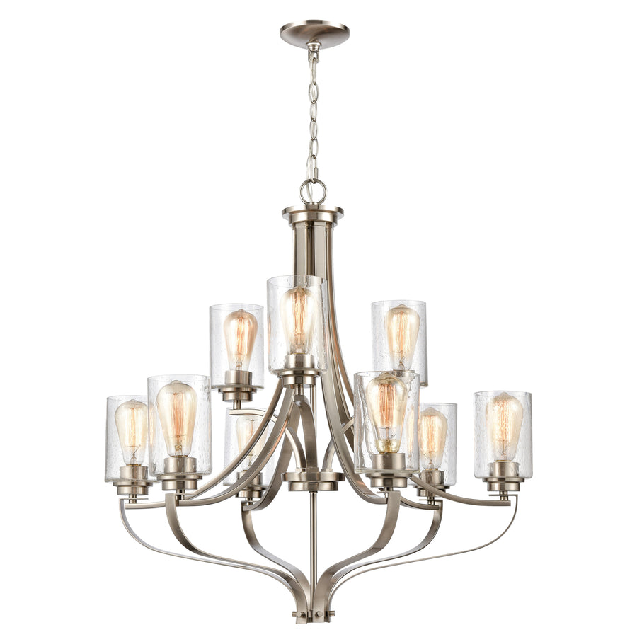 Market Square 29 Wide 9-Light Chandelier - Brushed Nickel Image 1