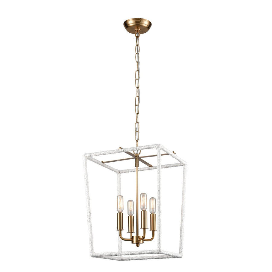 Kingdom 14 Wide 4-Light Pendant - Aged Brass with White Image 1