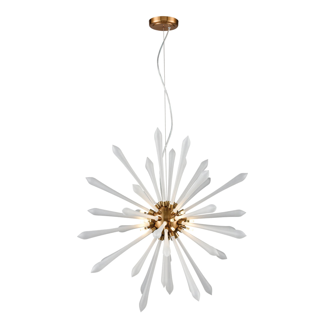 Spiritus 28 Wide 13-Light Chandelier - Aged Brass with White Image 1