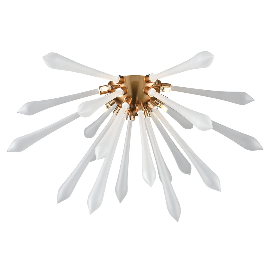 Spiritus 24 Wide 4-Light Flush Mount - Aged Brass with White Image 1