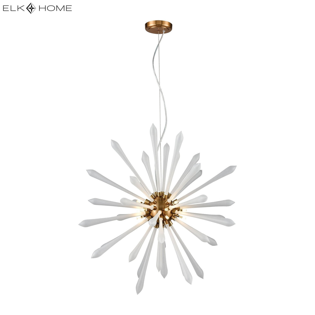 Spiritus 28 Wide 13-Light Chandelier - Aged Brass with White Image 2