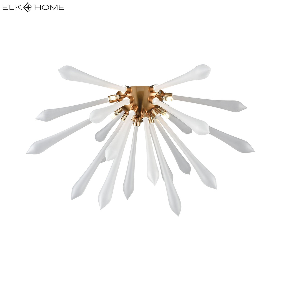 Spiritus 24 Wide 4-Light Flush Mount - Aged Brass with White Image 2