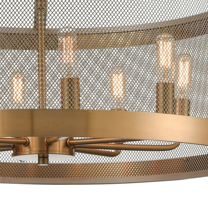 Line in the Sand 24 Wide 8-Light Pendant - Satin Brass Image 4