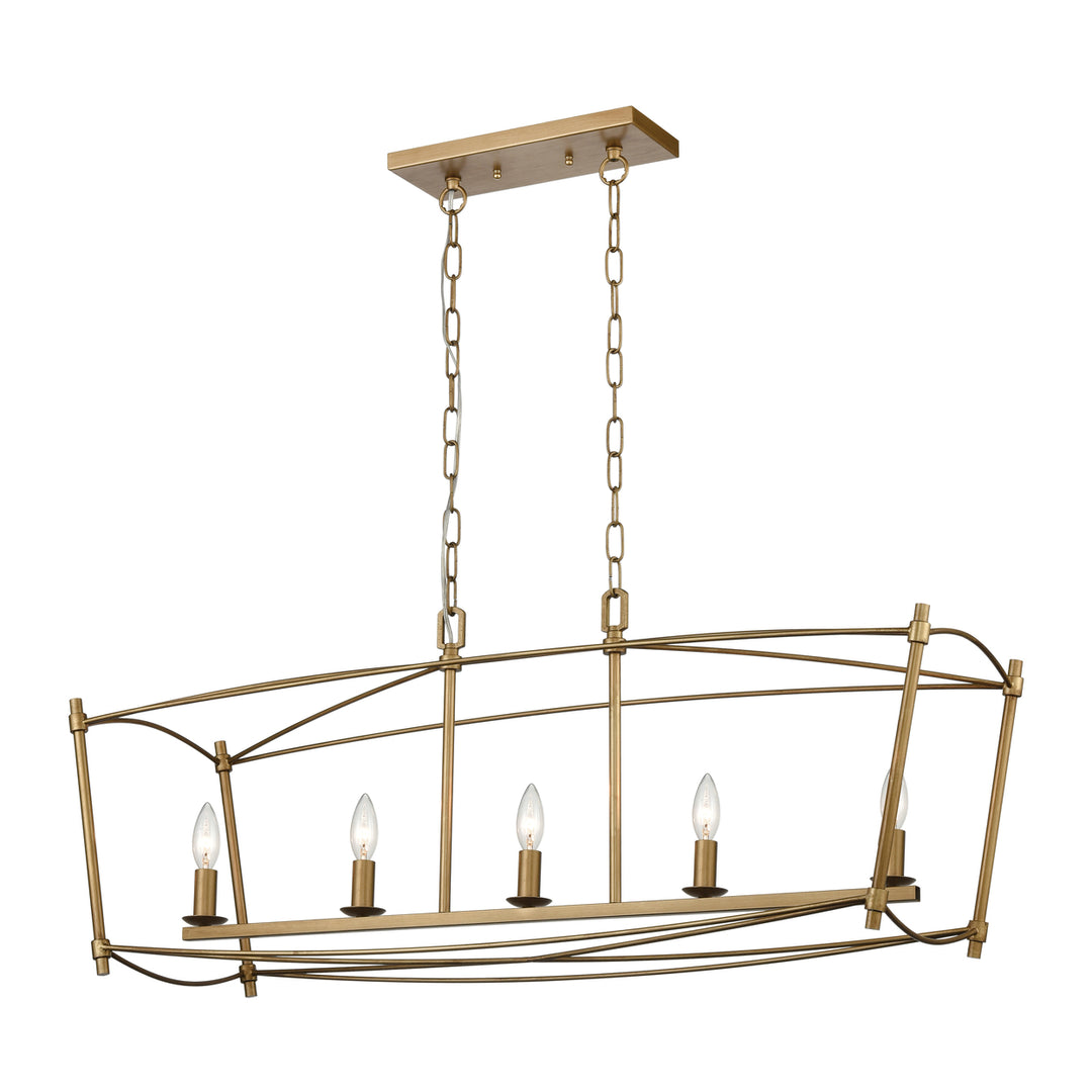 Trapan 39 Wide 5-Light Linear Chandelier - Aged Gold Image 1