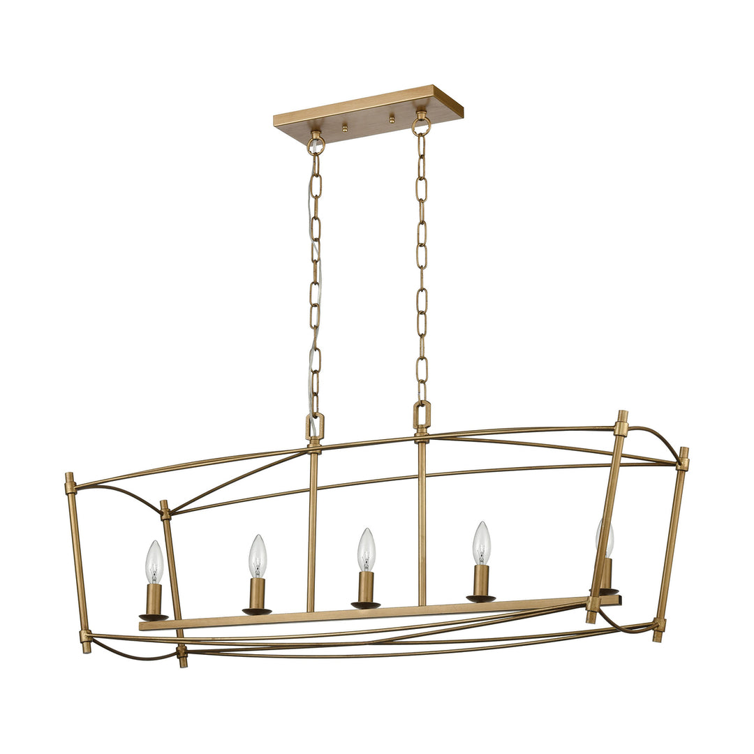 Trapan 39 Wide 5-Light Linear Chandelier - Aged Gold Image 2