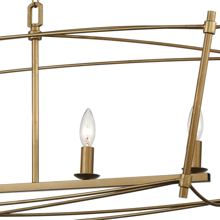Trapan 39 Wide 5-Light Linear Chandelier - Aged Gold Image 4