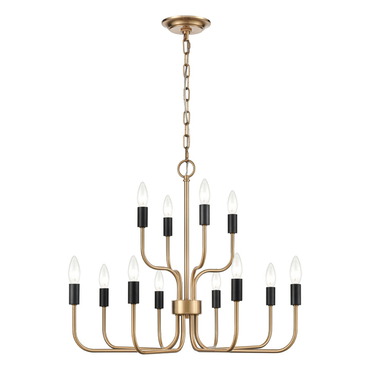 Epping Avenue 24 Wide 12-Light Chandelier - Aged Brass Image 1