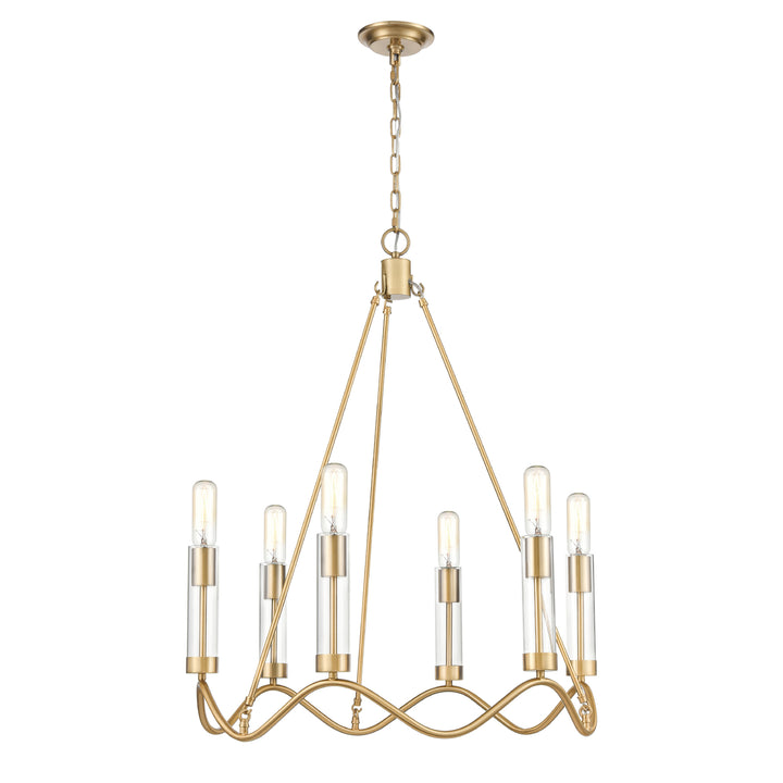 Celsius 27 Wide 6-Light Chandelier - Satin Brass Image 1