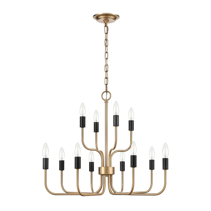 Epping Avenue 24 Wide 12-Light Chandelier - Aged Brass Image 2