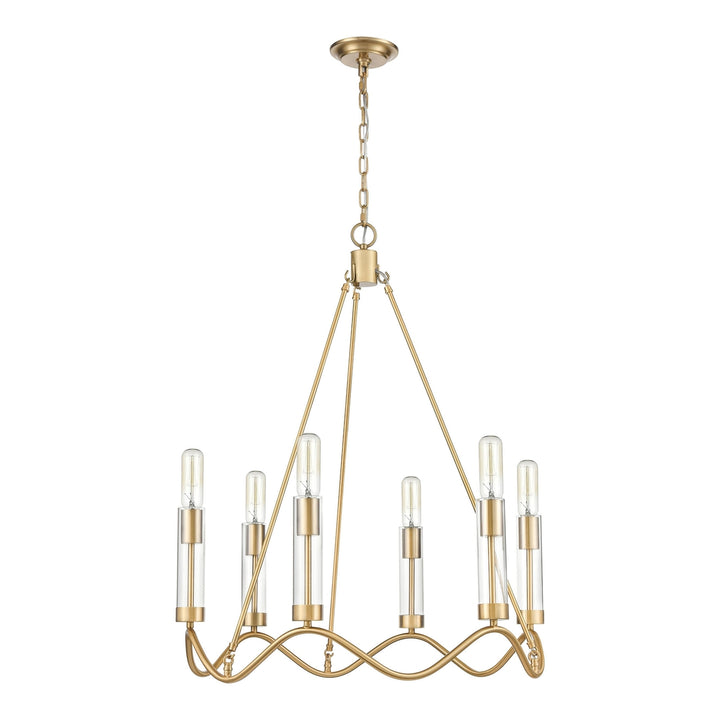 Celsius 27 Wide 6-Light Chandelier - Satin Brass Image 2