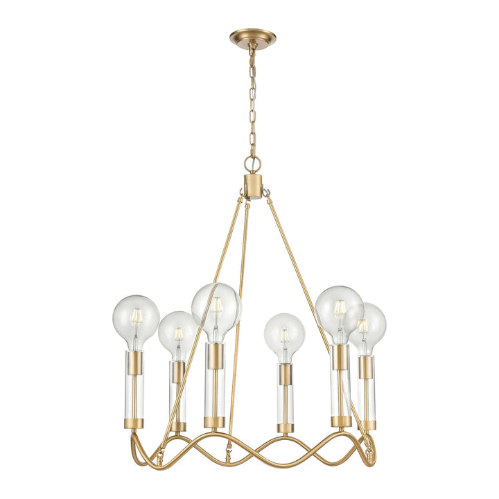 Celsius 27 Wide 6-Light Chandelier - Satin Brass Image 3