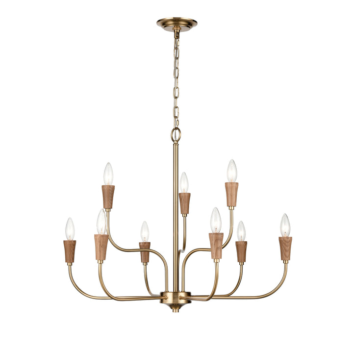 Inga 29 Wide 9-Light Chandelier - Brass Image 1