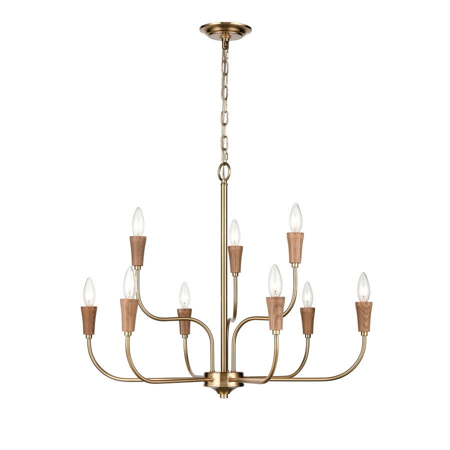 Inga 29 Wide 9-Light Chandelier - Brass Image 1