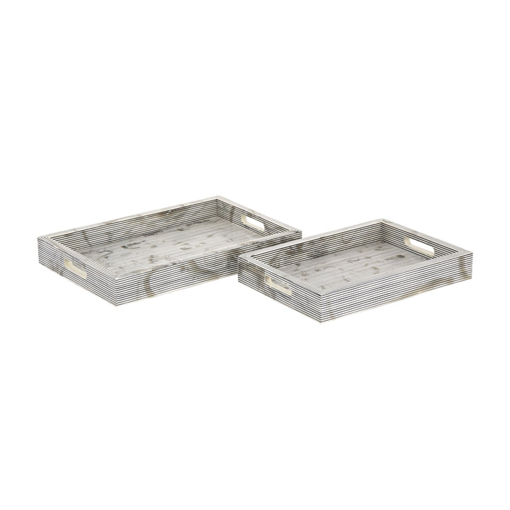 Eaton Etched Tray - Set of 2 White Image 1