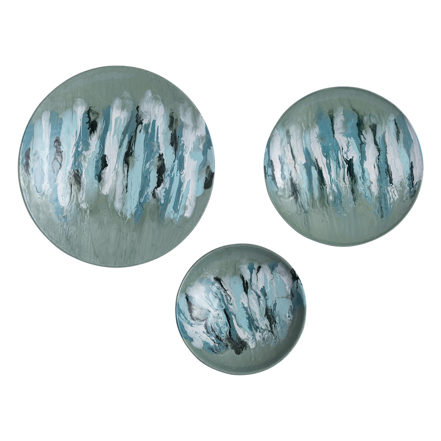 Spindrift Dimensional Wall Art - Set of 3 Seafoam Green Enamel Image 1