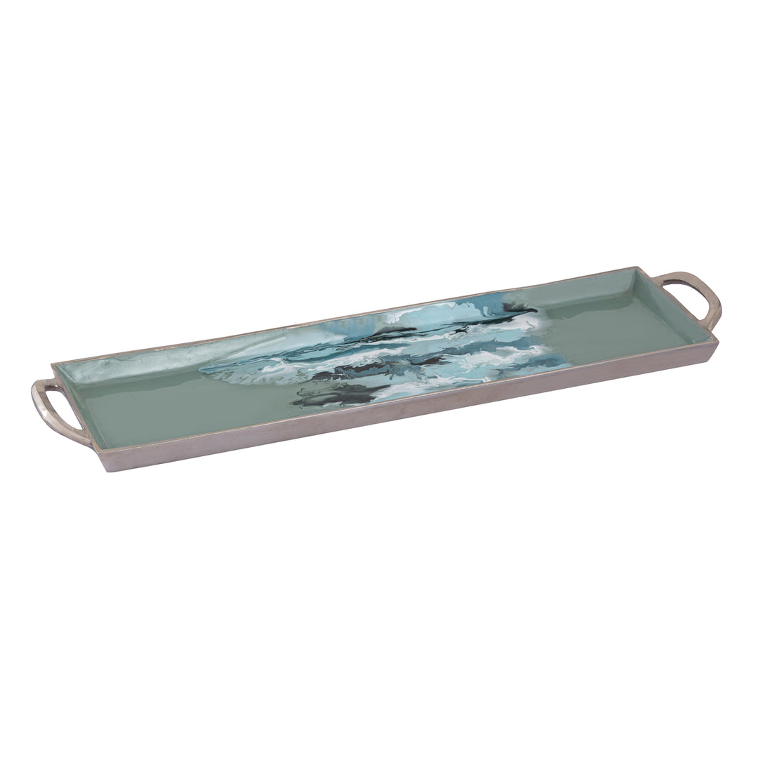 Spindrift Tray - Set of 2 Seafoam Green Enamel Image 3