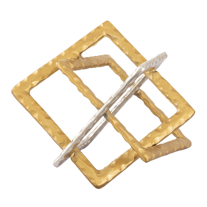 Abstract Interlocking Sculpture - Brass and Nickel Image 1