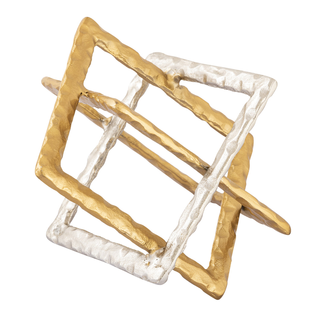 Abstract Interlocking Sculpture - Brass and Nickel Image 2