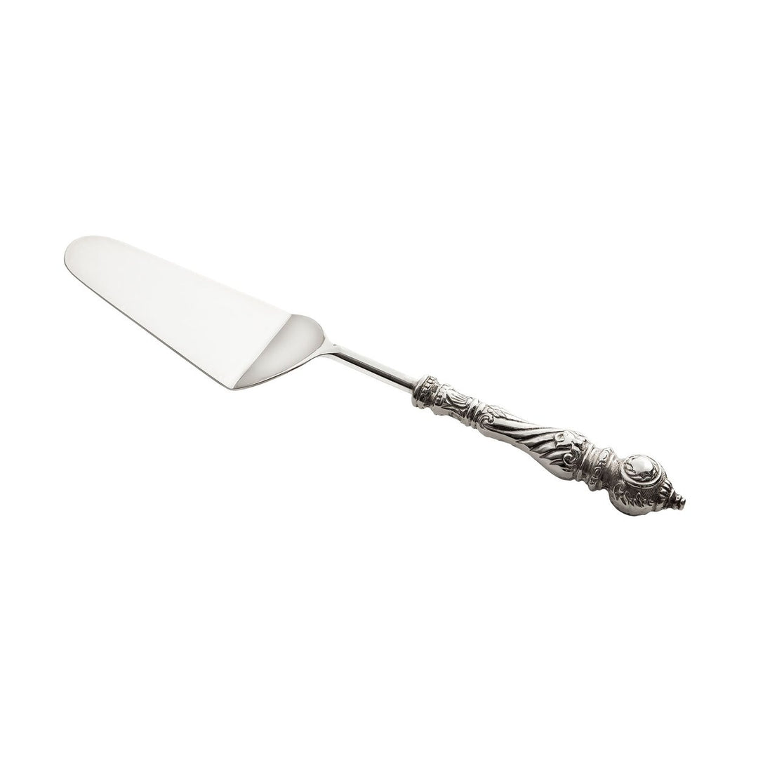 Brass and Stainless Steel Cake Server with Embossed Silver Plated Image 1