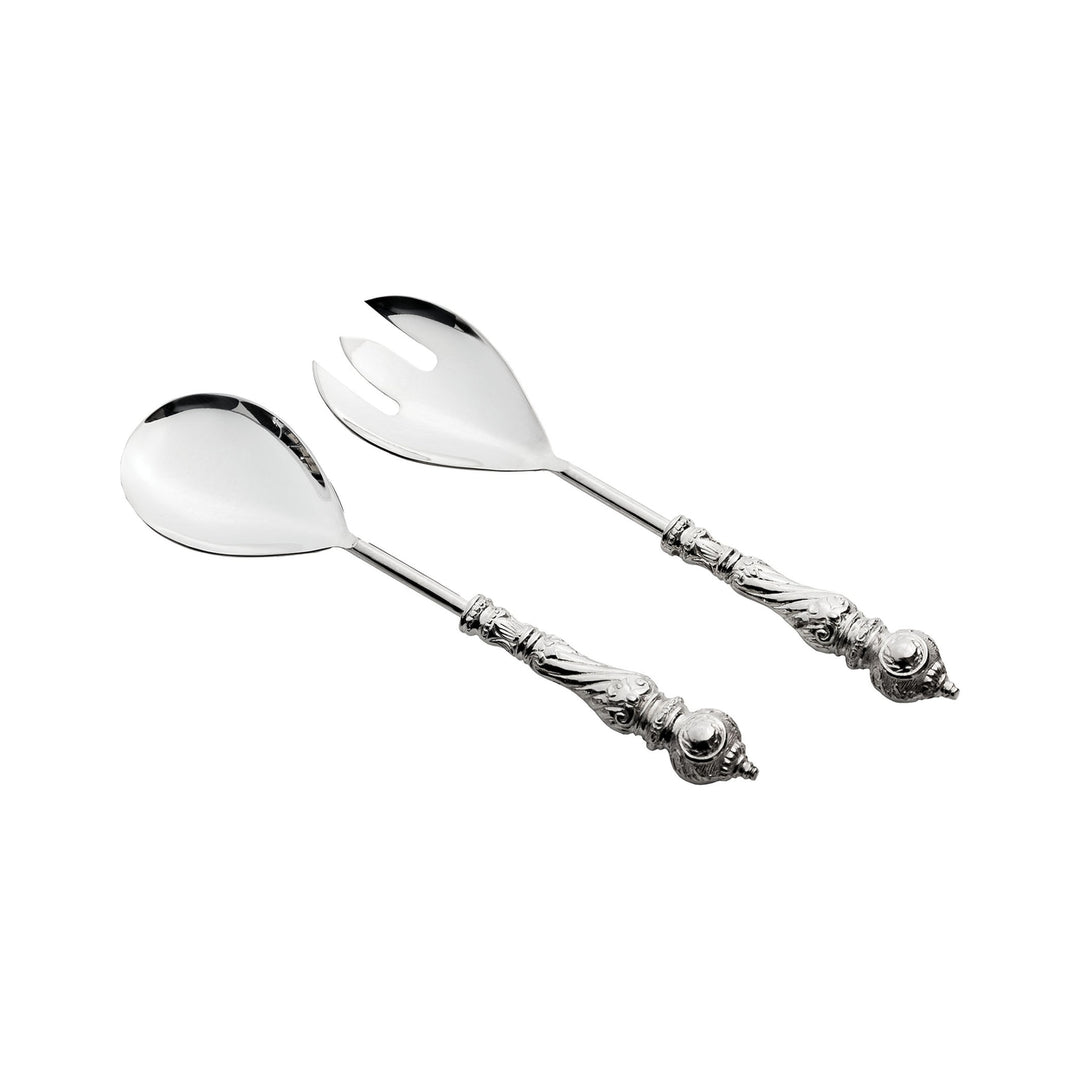 Salad Server Set with Embossed Silver Plated Image 1