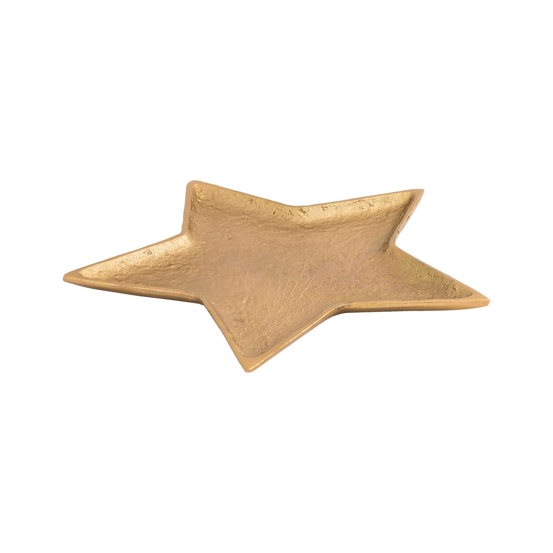 Aluminum Star Tray in Electroplated Brass - Large Image 1