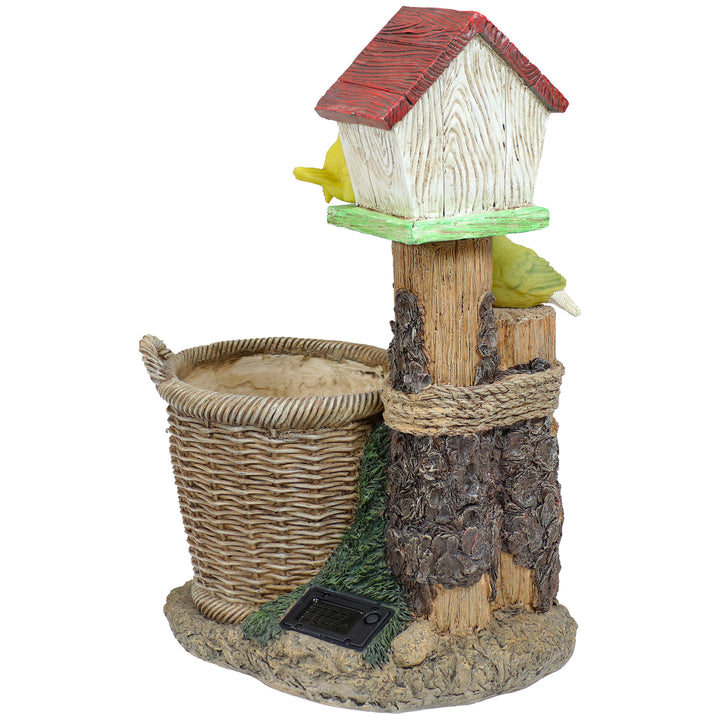 Sunnydaze Polyresin Bird House Planter Statue with Solar Lighted Birds Image 7