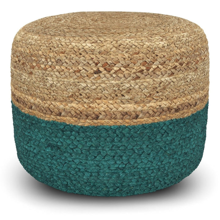 Simpli Home Lydia Round Pouf Woven Jute 18in Multi-Functional Foot Stool Image 1