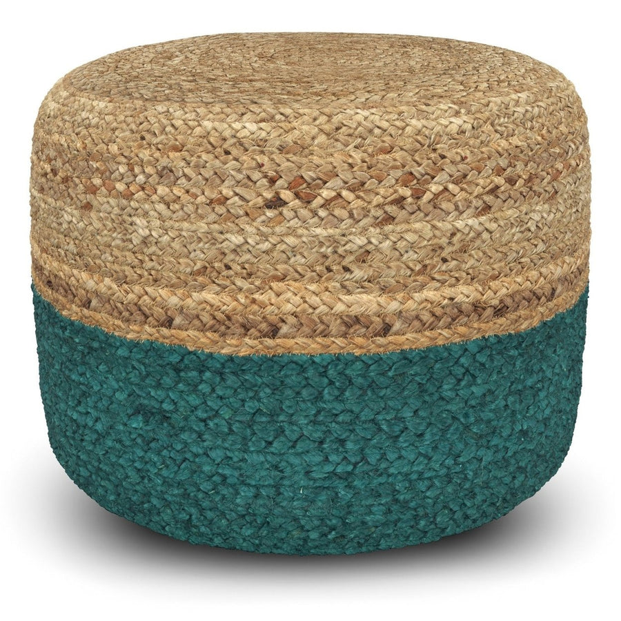 Simpli Home Lydia Round Pouf Woven Jute 18in Multi-Functional Foot Stool Image 1