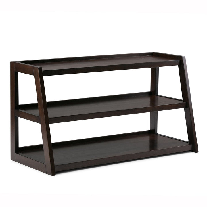 Simpli Home Sawhorse TV Stand Solid Wood Media Console Shelves for TVs up to 55in Image 1