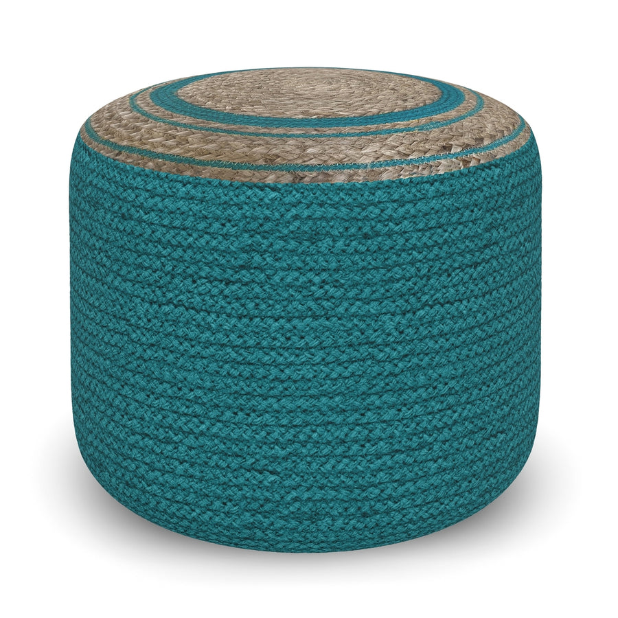 Serena Round Braided Pouf Image 1