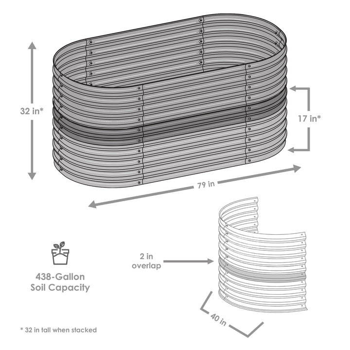 Sunnydaze Galvalume Steel Oval Raised Garden Bed - Silver - 79 in x 32 in Image 5