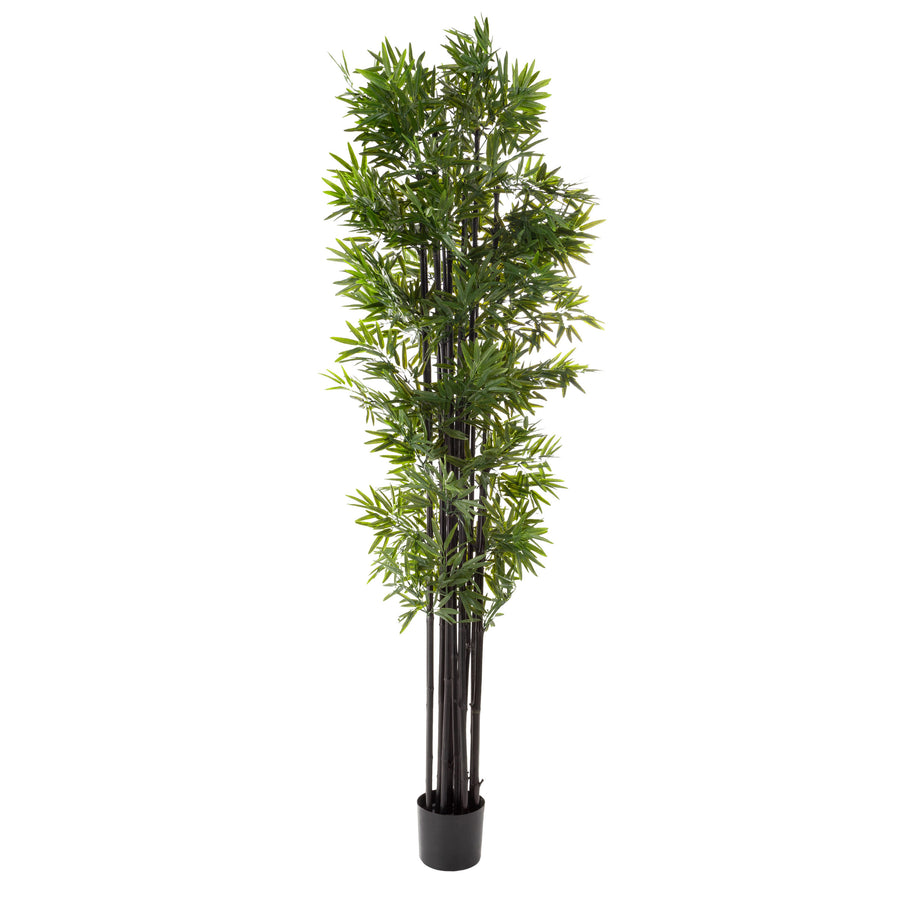 Bamboo Artificial Tree 72 Inch Potted Faux Plant Black Trunks Natural Look Image 1