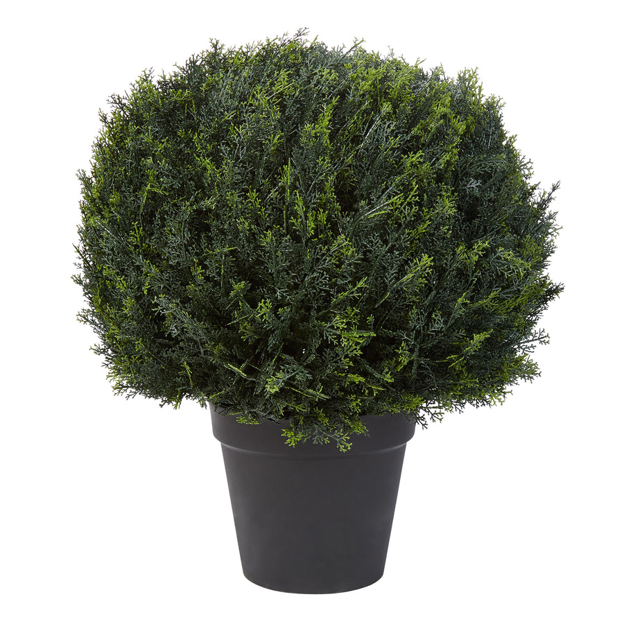 Artificial Cypress Topiary 23 Inch Faux Plant Ball Style Indoor Outdoor Pot Image 1