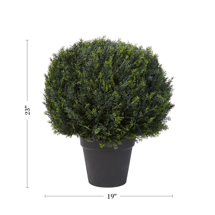 Artificial Cypress Topiary 23 Inch Faux Plant Ball Style Indoor Outdoor Pot Image 2