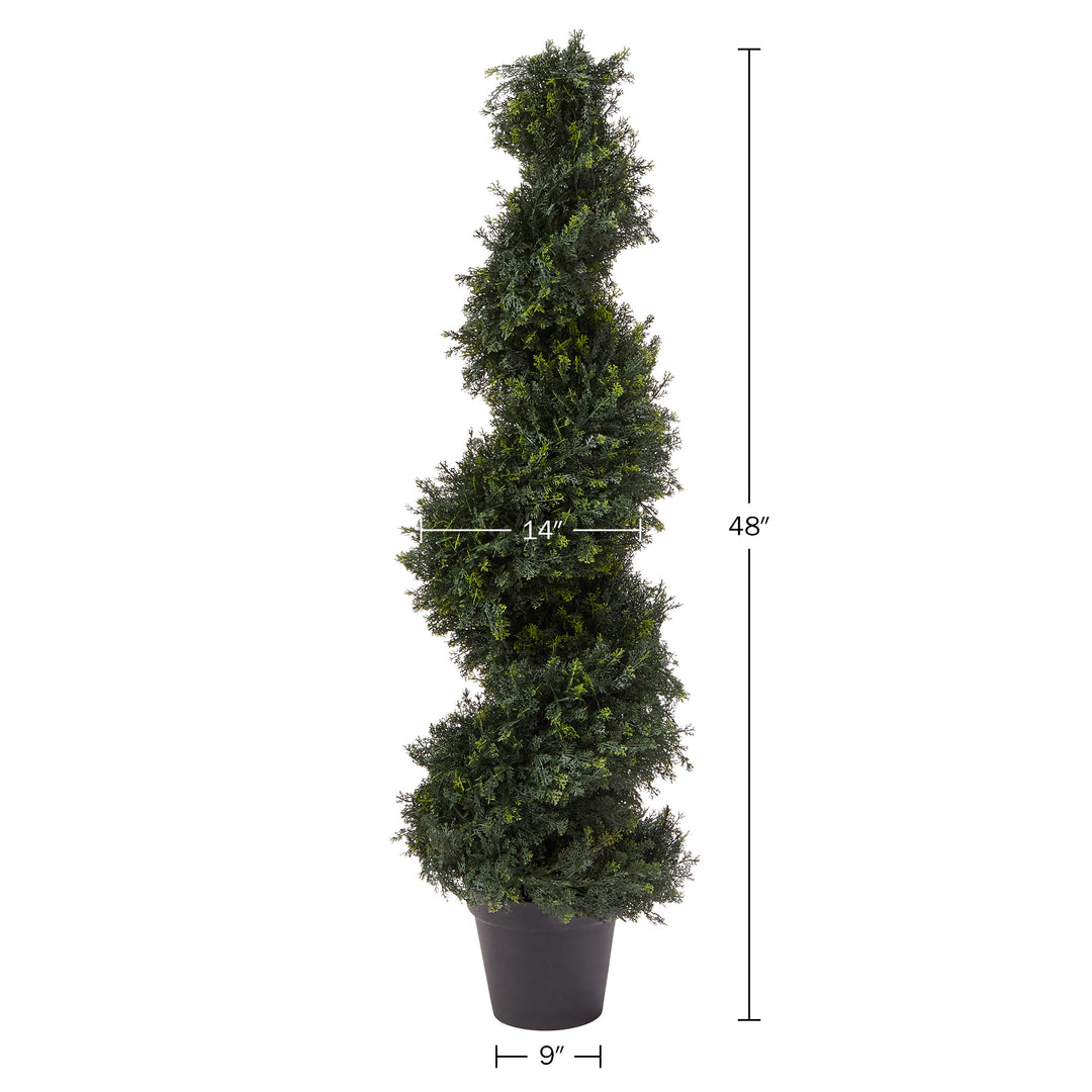 4FT Spiral Cypress Topiary Tree with Pot UV-Protected Indoor Outdoor Green Plant Image 2