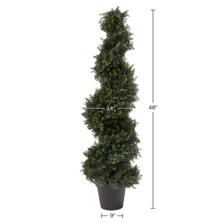 4FT Spiral Cypress Topiary Tree with Pot UV-Protected Indoor Outdoor Green Plant Image 2